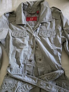 EDC by Espirit Light Gray Utility Trench Jacket with Belt